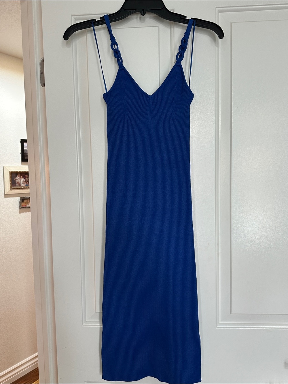 Guess Royal Blue Ribbed V‑Neck Midi Slip Dress new with tags small